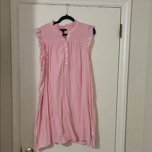 J. Crew Light Pink Buttoned Cotton Top with Ruffle Trim